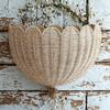 Scalloped Wall Wicker Basket Large Capacity Strong Load-bearing Simple Installation Multi-Purpose Rustic Wall Storage Basket