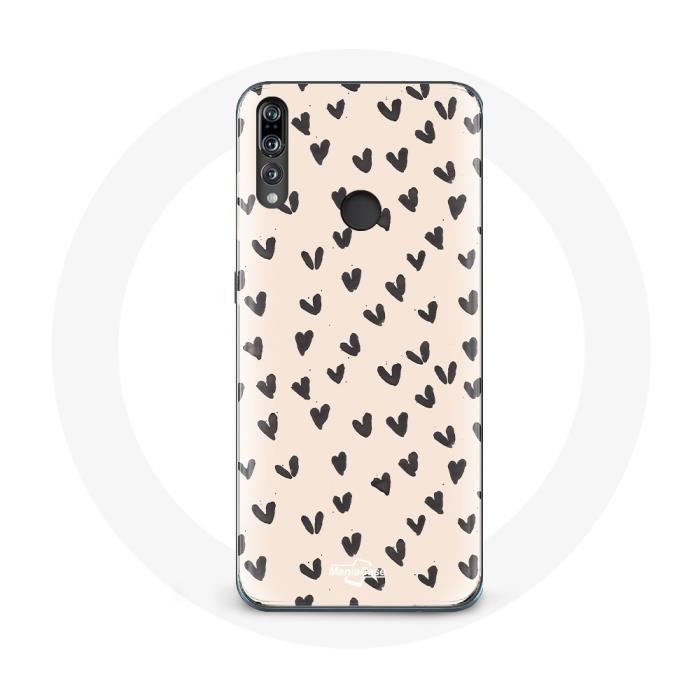 Coque pour Huawei p30 lite Fond de texture abstraite coeurs noirs