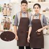 Waterproof Apron for Men Women Adjustable Length Waist Tie Multi-Pocket Apron for Kitchen Grill Restaurant