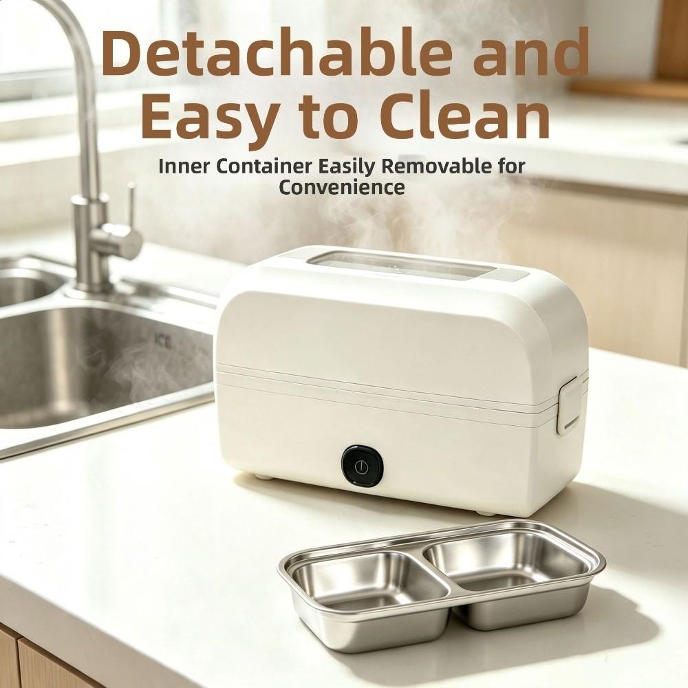 Stainless Steel Portable Rice Cooker Self-Heating Electric Heating Box Food Warmer Outdoor Travel
