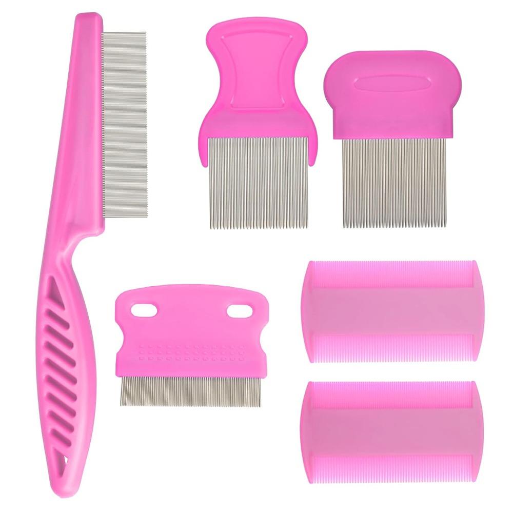 6Pcs/Set ABS Lice Comb Kit Fine-tooth Lice Nits Removal Comb  For Small, Medium & Large Pets