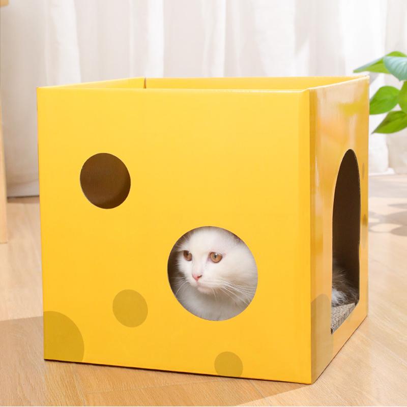 Когтеточка двухслойная домик для питомца кошачий кондо для комнатной кошки жесткий гофрированный картон доска когтеточка игрушки для стачивания когтей