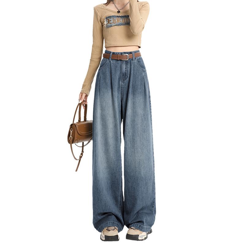 Женские джинсы Four Seasons Wear Wide Leg в стиле ретро, новый стиль, свободные, повседневные, универсальные, прямые брюки