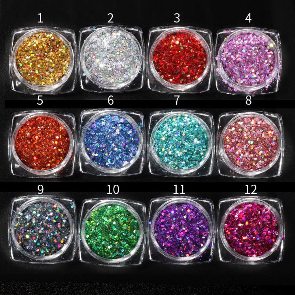 1g Tips Stickers Acrylic 3D Glitter Mixed Color Sequins Manicure DIY