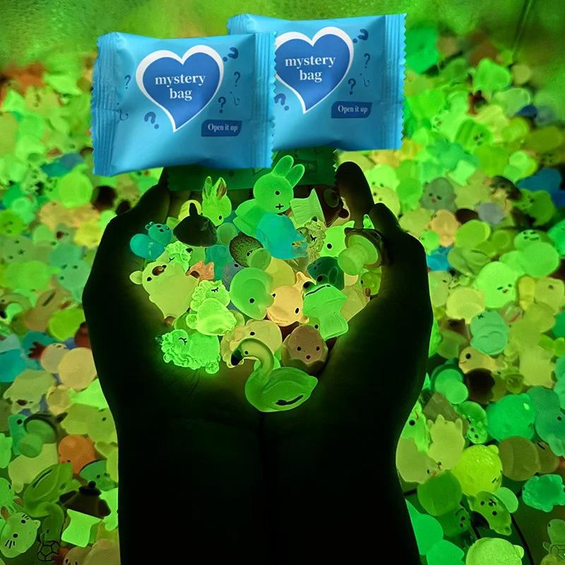 /5-60Pcs Glow In The Dark Mini Resin Animals & Mushroom Blind Bags Fairy Garden Decor Micro Landscape Birthday Gift Surprise