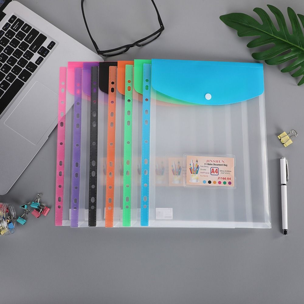 Transparent A4 Expandable Binder Pocket 11 Holes Files Envelope Bags Test Paper