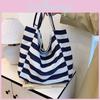 Стильная корейская холщовая сумка-тоут в полоску с цветными блоками, большой вместимости для покупок