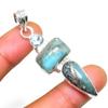 Republic Larimar Blue Topaz Gemstone 925 Silver Plated Pendant 2.08"