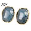 Gift for Her on Birthday 1 Pair Natural Healing Stone Stud Earrings Women, Gold Lightweight Daily Wear Plated Oval Resin Earrings, Faux Crystal
