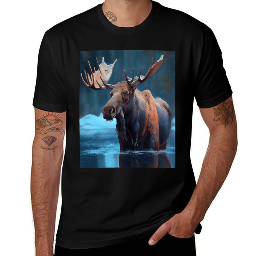 Arctic Moose - Oil Paint T-Shirt t shirt personalised cotton t shirt pack funny t shirts dark humor T-Shirt