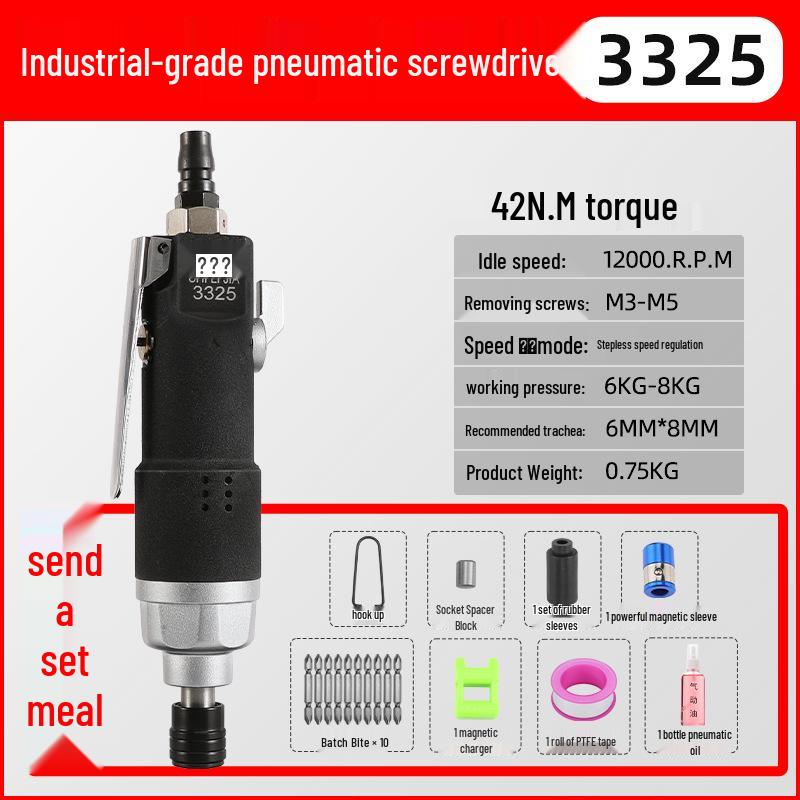 Industrial High-Torque Pneumatic Screwdriver for Woodworking with Hex Socket