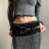 Punk Leather Fur Belt Spicy Girl Y2K Waistband Fashion Plush Belt  Dress Decoration
