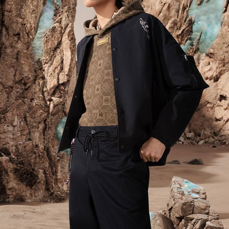 LiNing Wuhua Tianbao - Liuqi Qiongyao Sports Lifestyle Series Solid Color Loose Jacket Unisex Jacket Black AJDS347-2