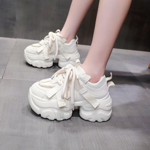 Fashion 2024 New Chunky Sneakers for Women Lace-Up White Vulcanize Shoes Casual Fashion Dad Shoes Platform Comfortable Zapatillas Mujer