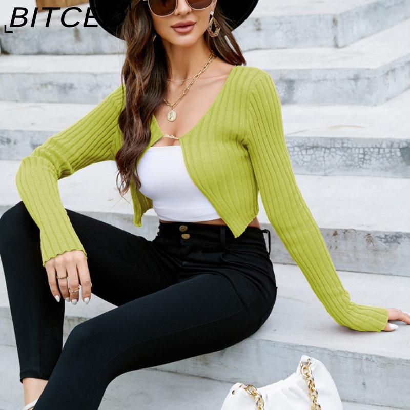 BITCED Spring/Summer New Arrival Solid-Colour Slim-Fit Cropped Knitted Cardigan Seductive Crop-Top Style Lightweight Sun Protection Outerwear