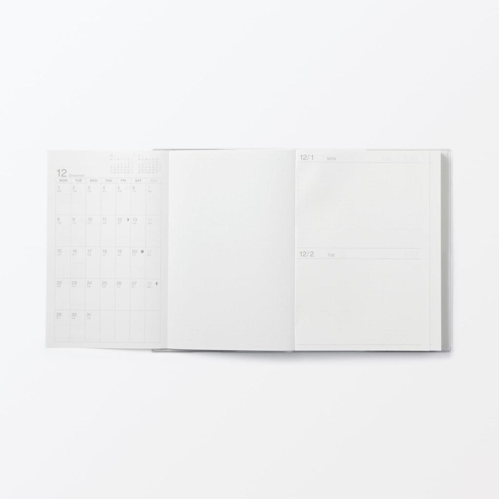 MUJI Начиная с декабря Понедельник 84854354 Планировщик с первого взгляда, Месячный/Ежедневный, 2025, Начало, А5, Белый,