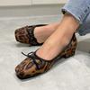 Designer Vintage Leopard Women Mary Jane Shoes Fashion Shallow Slip On Elegant Low Heel Ladies Shoes