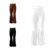 Solid Color Suede Tassel Pants Fringe Hem Slim Fit Flare Pants Retro High Waist Trousers  Party