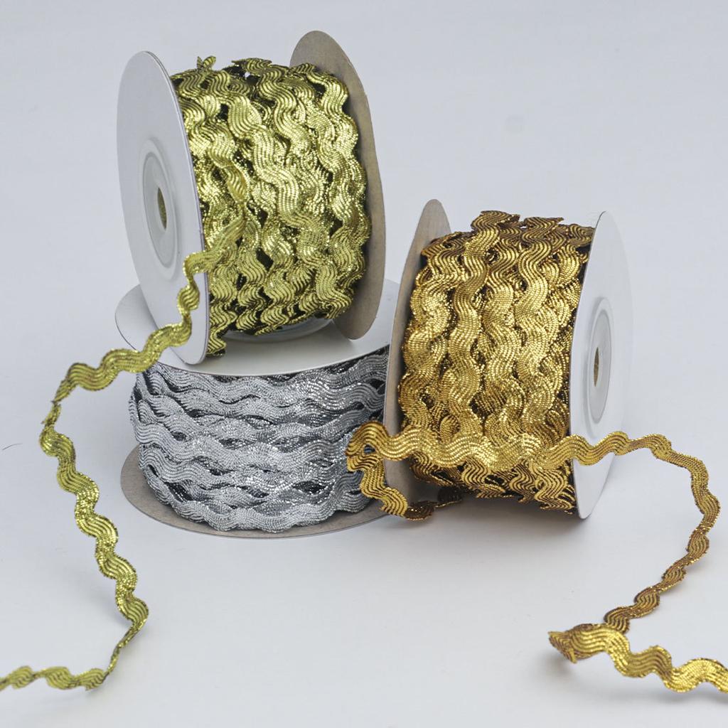Сделай сам романтическая 5 мм цветная золотая и серебряная волнистая изогнутая лента S-образный край волнистая лента в форме полумесяца ручная работа своими руками бижутерия кружевная лента