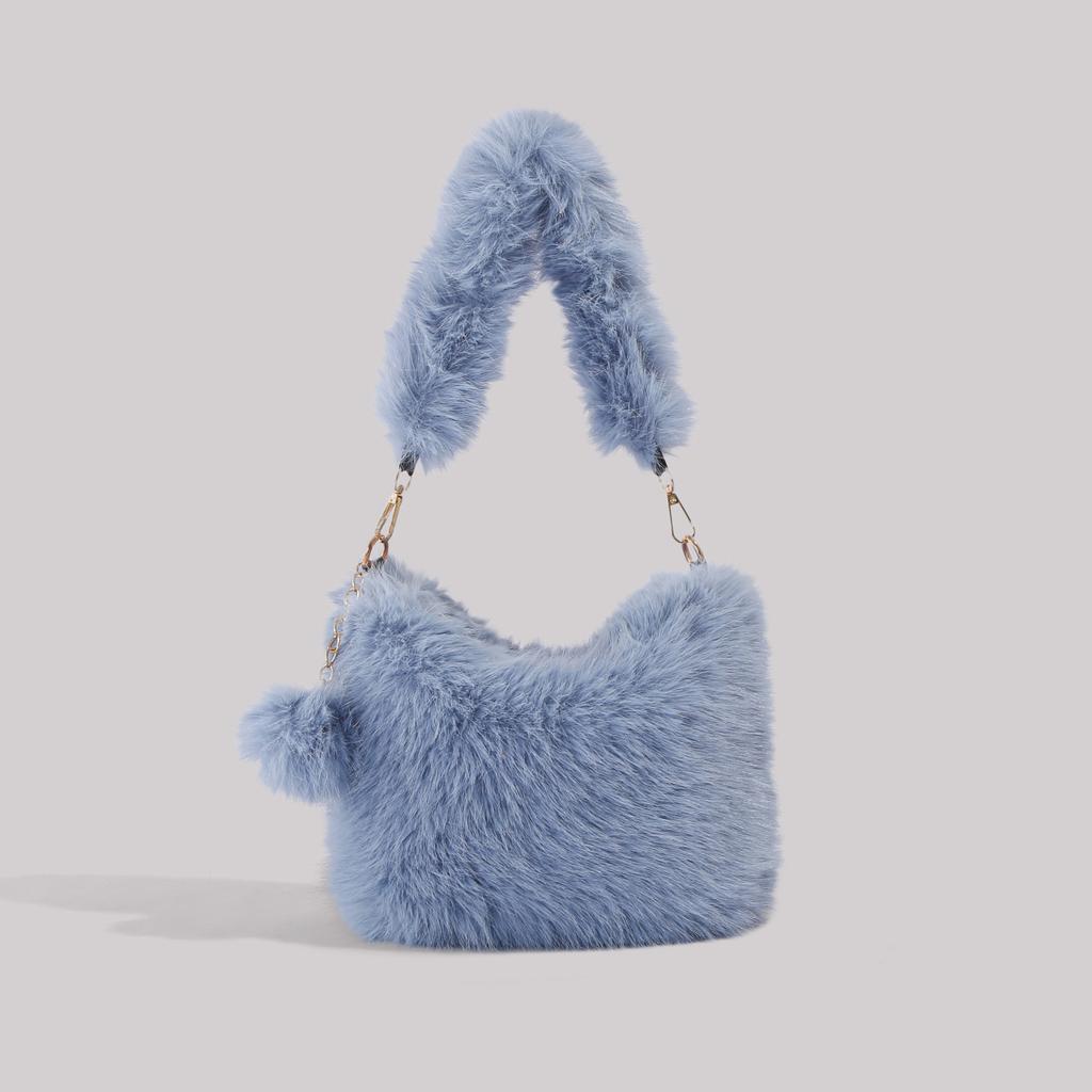 Сумка под мышкой, пушистая сумка, женская, 2025, зима, новая, нишевая, модная, сумочка, на одно плечо, ленивая плюшевая сумка