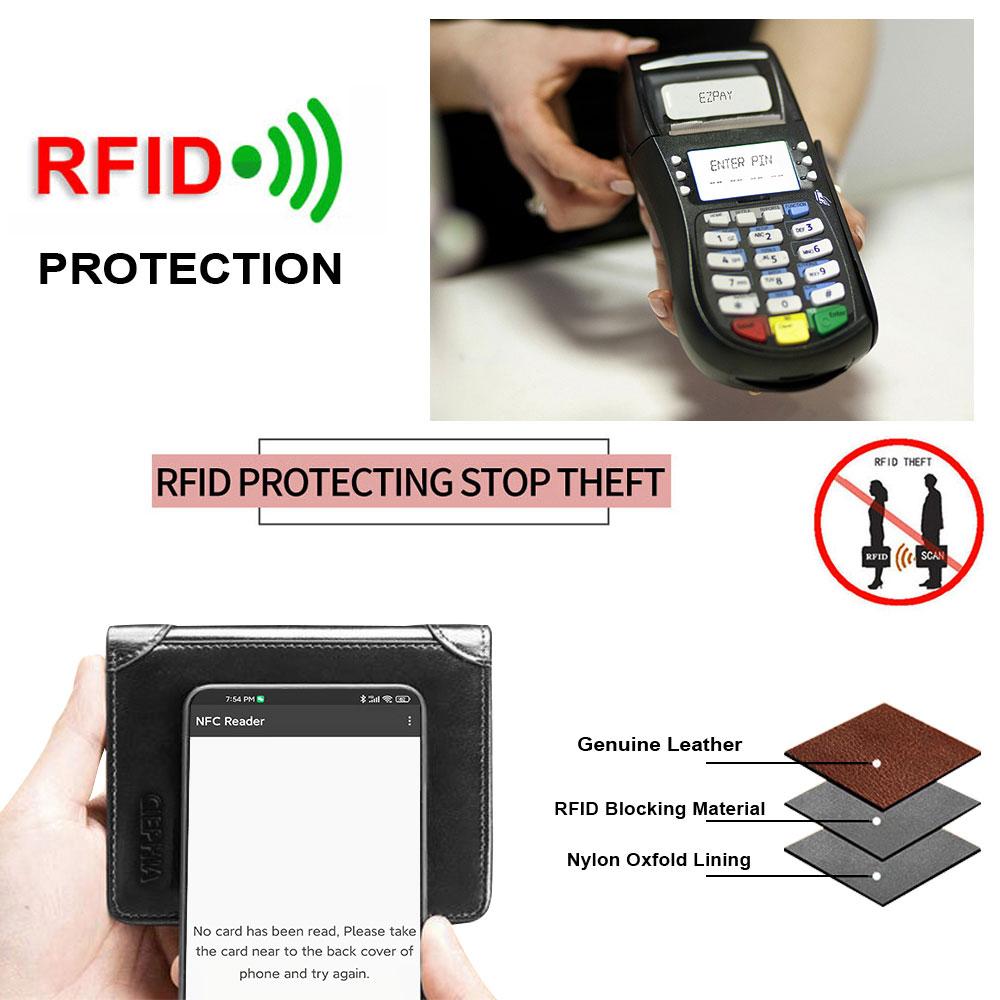 Классический стиль кошелек из натуральной кожи Rfid кошельки для мужчин тонкий короткий многофункциональный тройной держатель для карт мужской кошелек зажим для денег