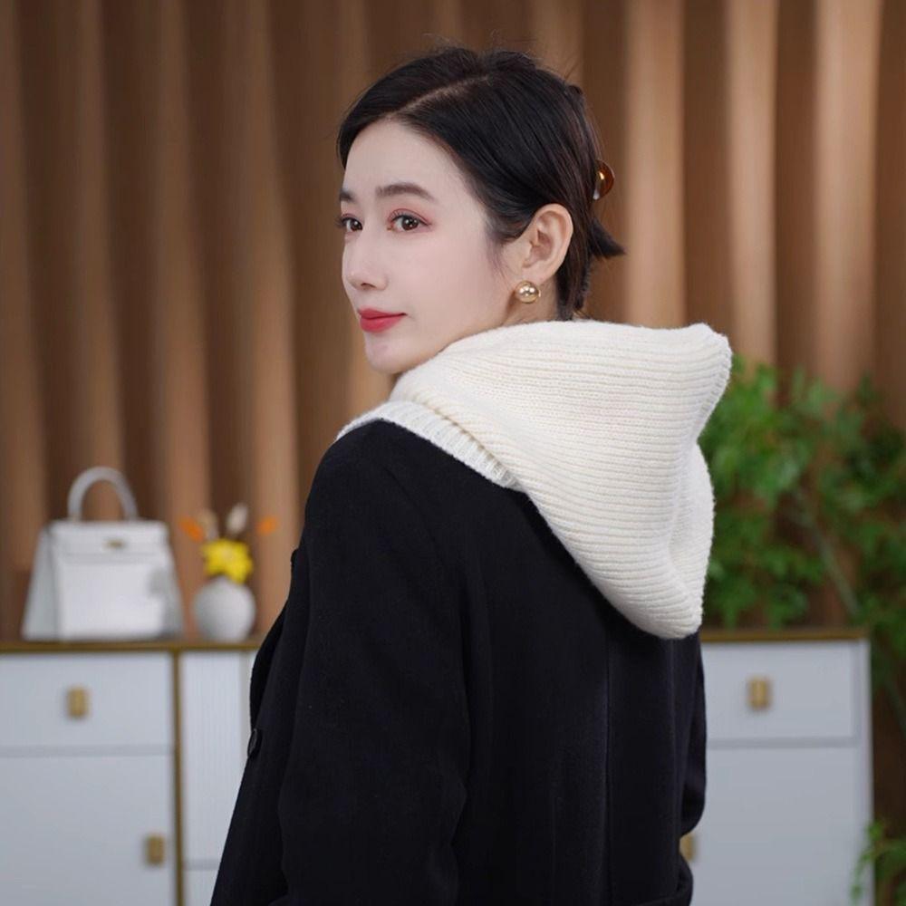 New Ear Protection Winter Balaclava Windproof Drawstring Hooded Beanie Hats Warm Scarf Hat Unisex