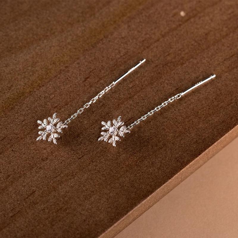 Элегантные серьги-кисточки «Снежинки» с цирконами – Легкая роскошь, Рождественский подарок для нее