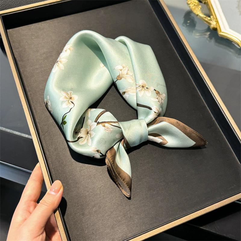 Новый 100% Натуральный Шарф из Натурального Шелка Женский Платок Бандана Квадратные Шарфы Палантин Косынка Тутовый Весенняя Мода Роскошный Высокое Качество Хиджаб