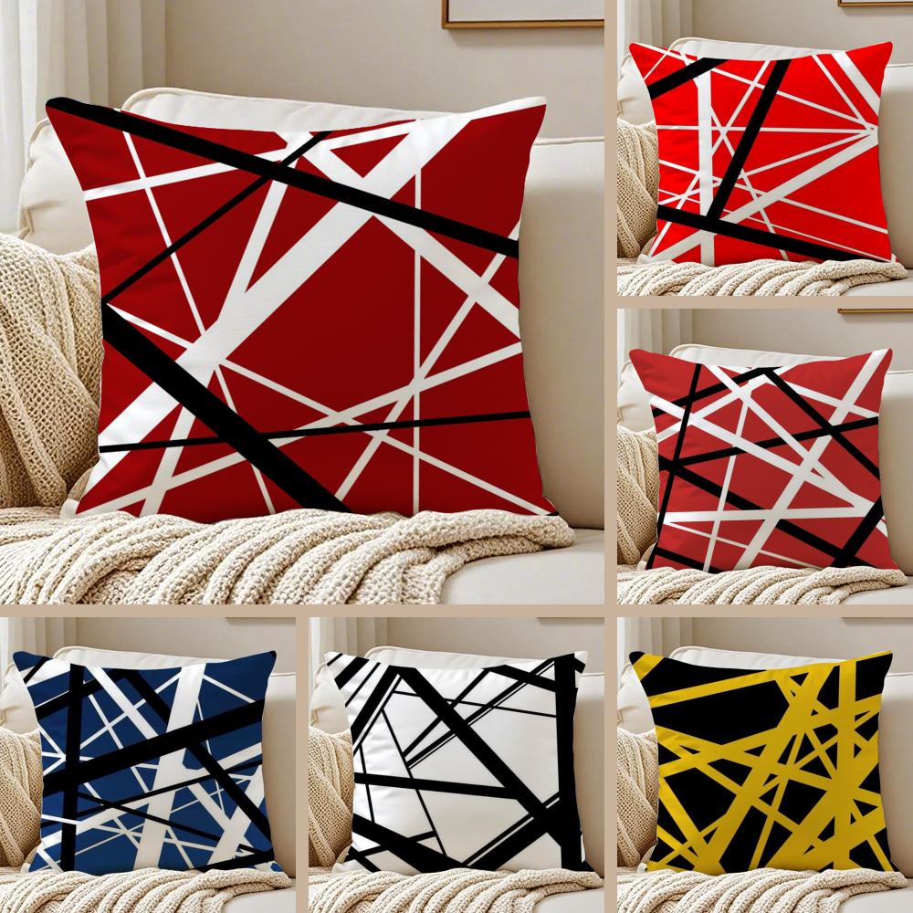 Van H-Halen Cushion Cover Silky Short Plush Double-Sided Printed Pillow Case for Sofa All Seasons Home Decor Gift