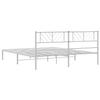 Metal Bed Frame with Headboard White 183 x 213 cm
