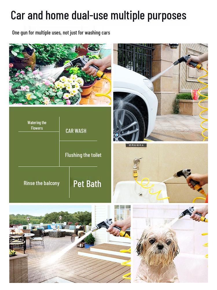 High-Pressure Car Wash Water Gun with Soft Hose and Spray Nozzle