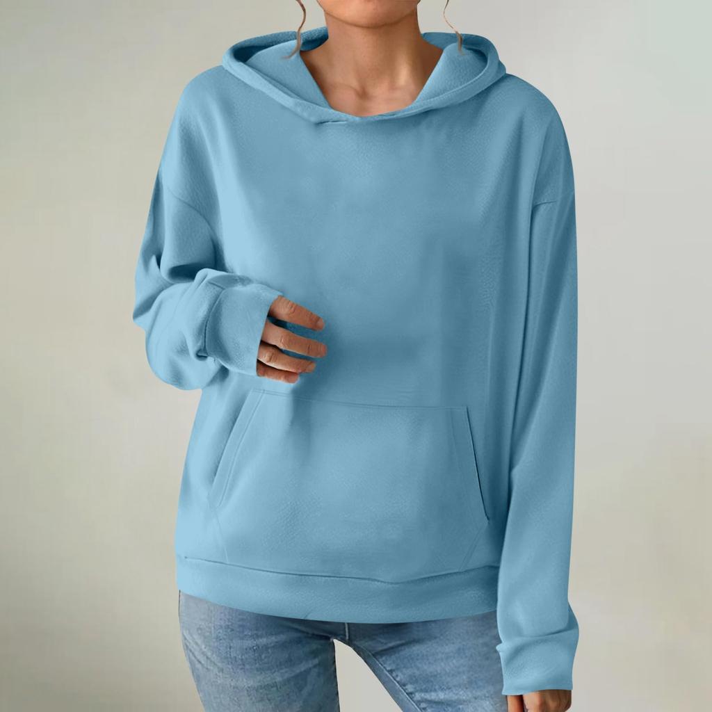 Women's Fashionable Long-sleeved Pullover And Solid-color Hooded Sweatshirt