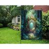 Fantasy Landscape Fairy Tale Forest Tree Flowers Door Garden Yard Flag 12"x 18" Double Sided Polyester Welcome House Flag Banners for Patio Lawn