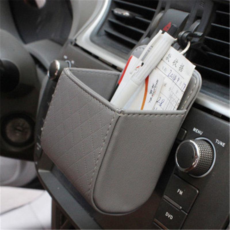 1pc Car Dashboard Storage Bag Leather Hanging Tidy Organizer Phone Glasses Holder Car Accessories