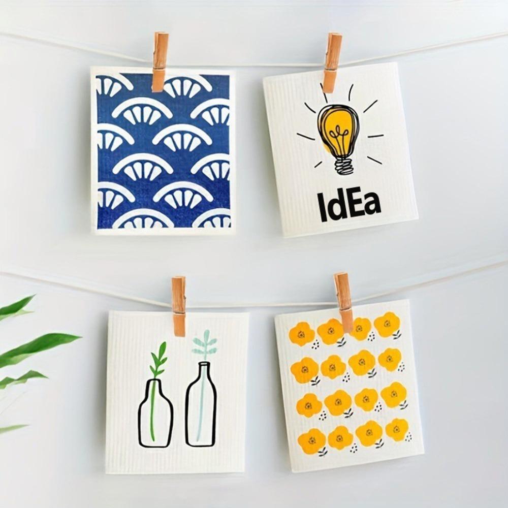 Цветная целлюлозная губчатая ткань многоразовые ультраабсорбирующие полотенца для посуды кухонные полотенца