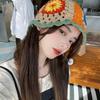 Цветочная шляпа рыбака женская летняя hyunya wind полая вязаная шерстяная шапка показать лицо маленькая осенне-зимняя интернет-знаменитость шляпа-ведро