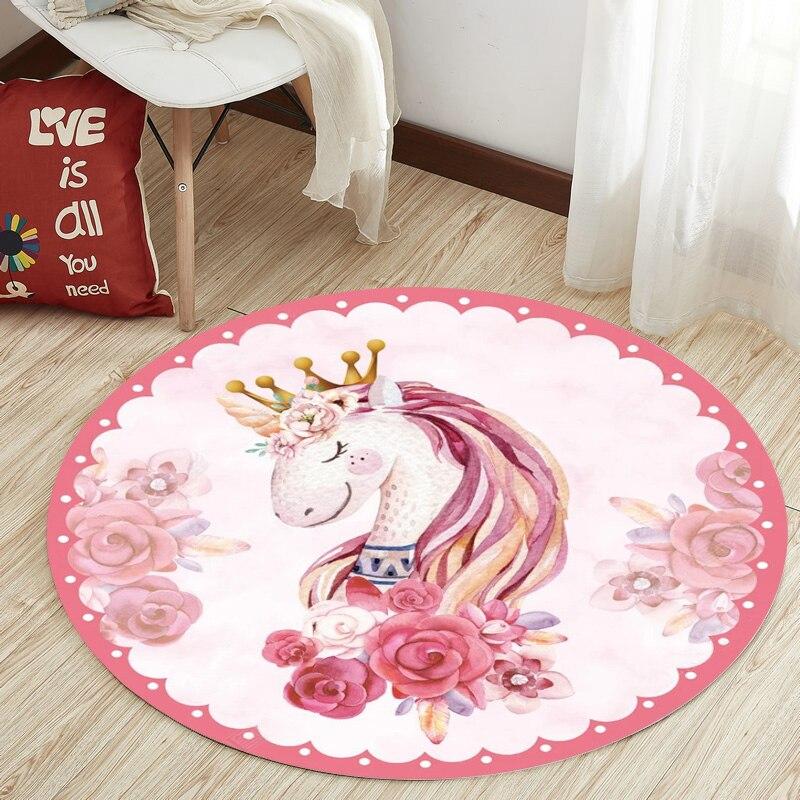 Северная Европа Фламинго Единорог круглый ковер мультфильм гостиная спальня дети играют ковер стул подвесная корзина круг нескользящий коврик