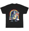 Boston Terrier Riding Dinosaur Rainbow Dog Puppy Pet Lover Unisex T-Shirt