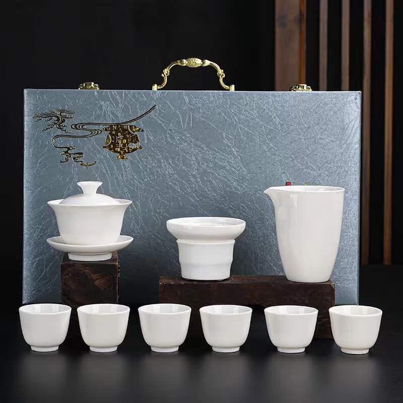 Sheep Fat Jade Glaze Ceramic Kung Fu Tea Set