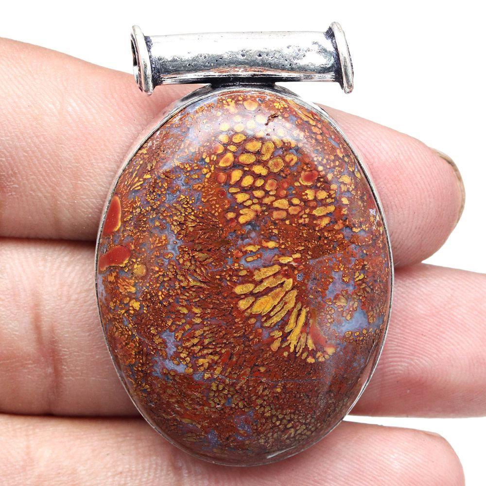 Pendant Bird Eye Jasper Gemstone Handmade Silver Jewelry 1.75"