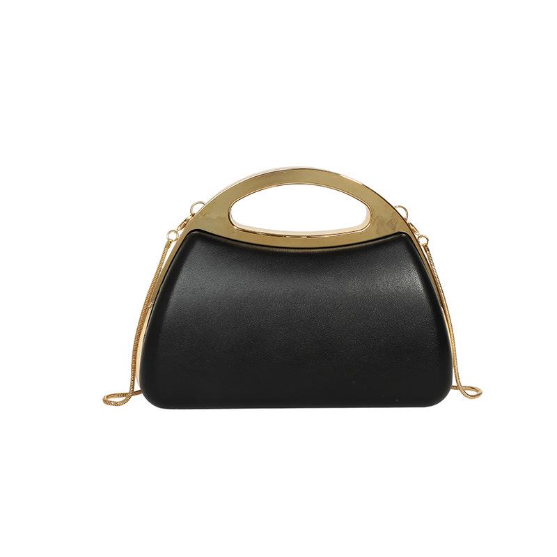 2026 New Niche Design Retro Fashionable Metal Hand-held Box Bag Chain Bar Crossbody Dinner Bag