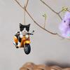 Подвеска в виде кошки на мотоцикле, украшение для автомобиля со шнурком, легко подвешивается на зеркало заднего вида, подвеска на сумку для кошек, аксессуары