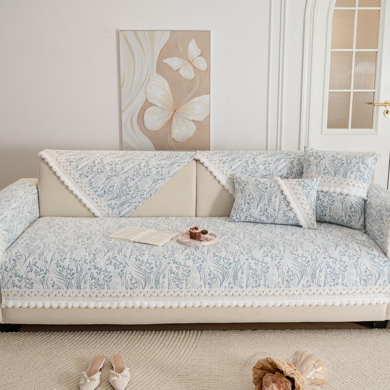Light French Sofa Cushion Universal In All Seasons New Non-Slip Seat Cushion Straight Row Leather Sofa Special Cover Cover Cloth Towel