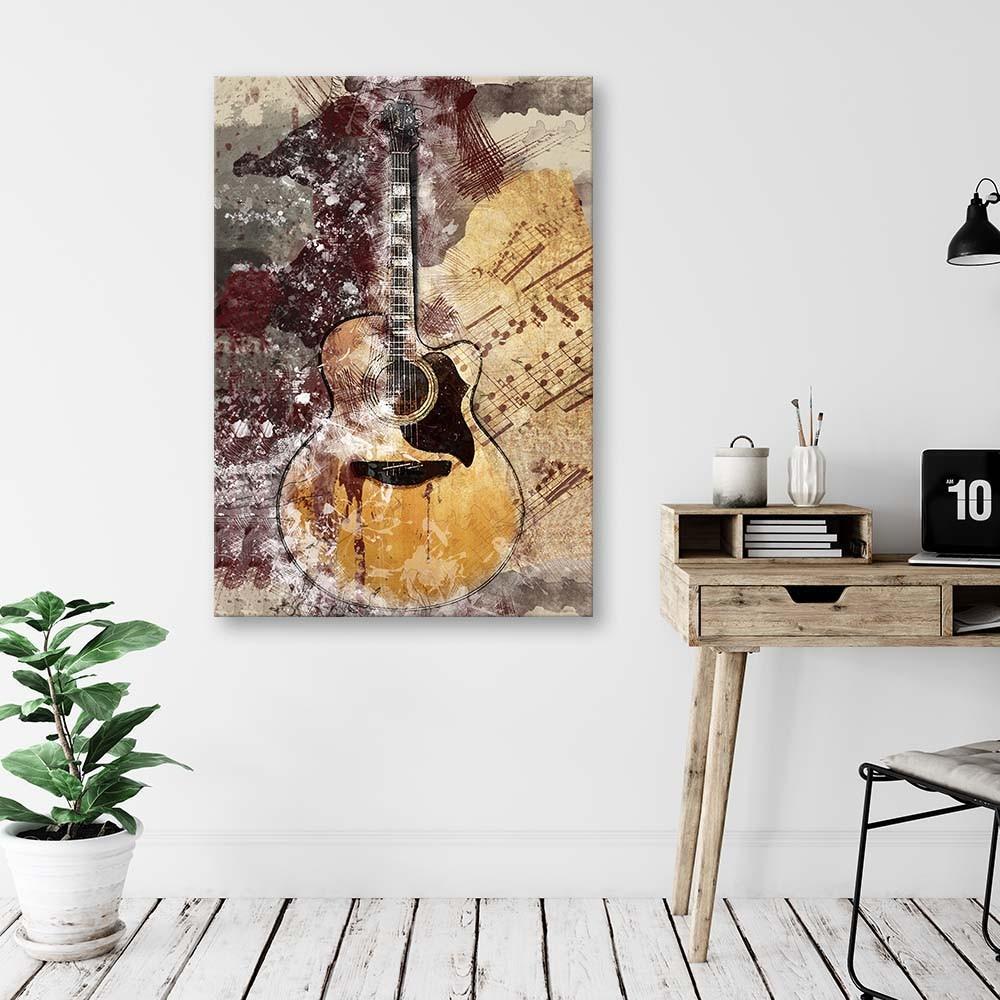 Печать на холсте, Пастельная ретро-гитара