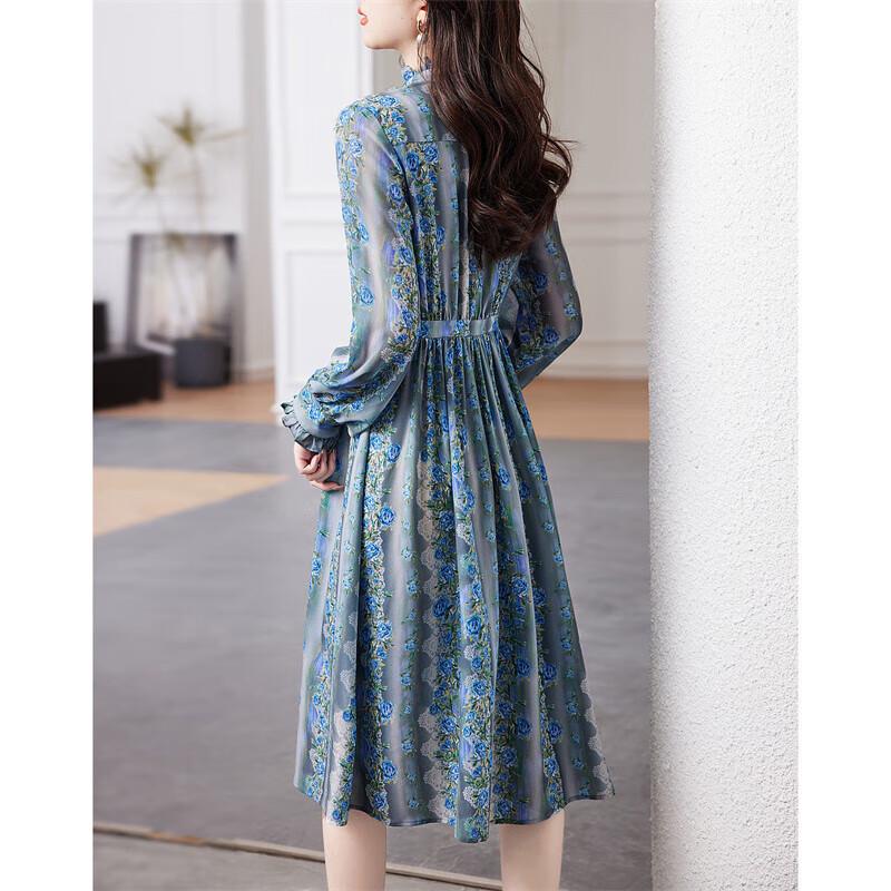 Женское midi-платье Demana из крепа с принтом, с оборками и воротником-стойкой