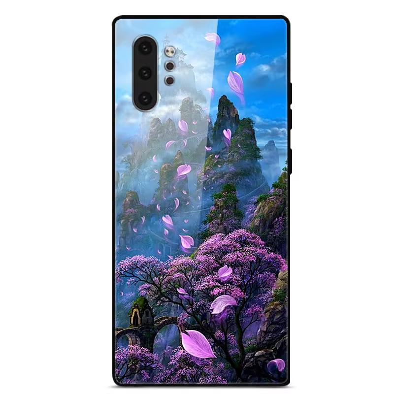Phone Case For Samsung Galaxy Note 10 Plus Coque Tempered Glass Hard Back Cover For Samsung Note 10 Case Note10+ Funda Bumper