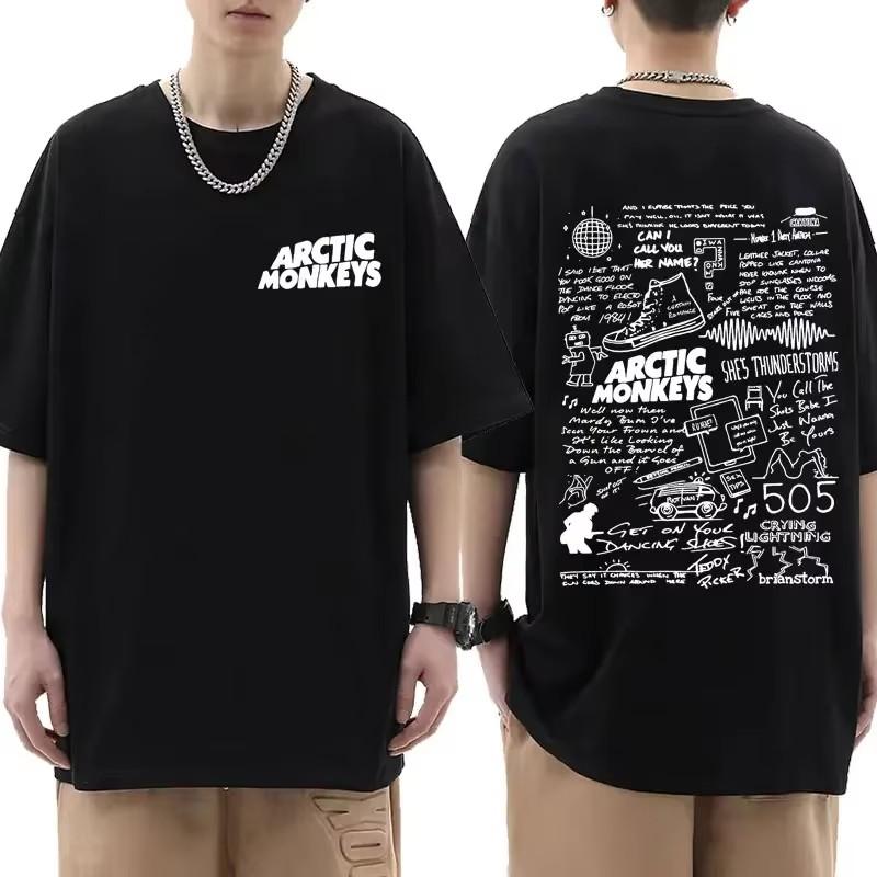 Summer Arctic Monkeys Inspired Men's T-Shirt High Quality Cotton Album List Doodle Print Vintage Hip Hop Short Sleeve T Shirts