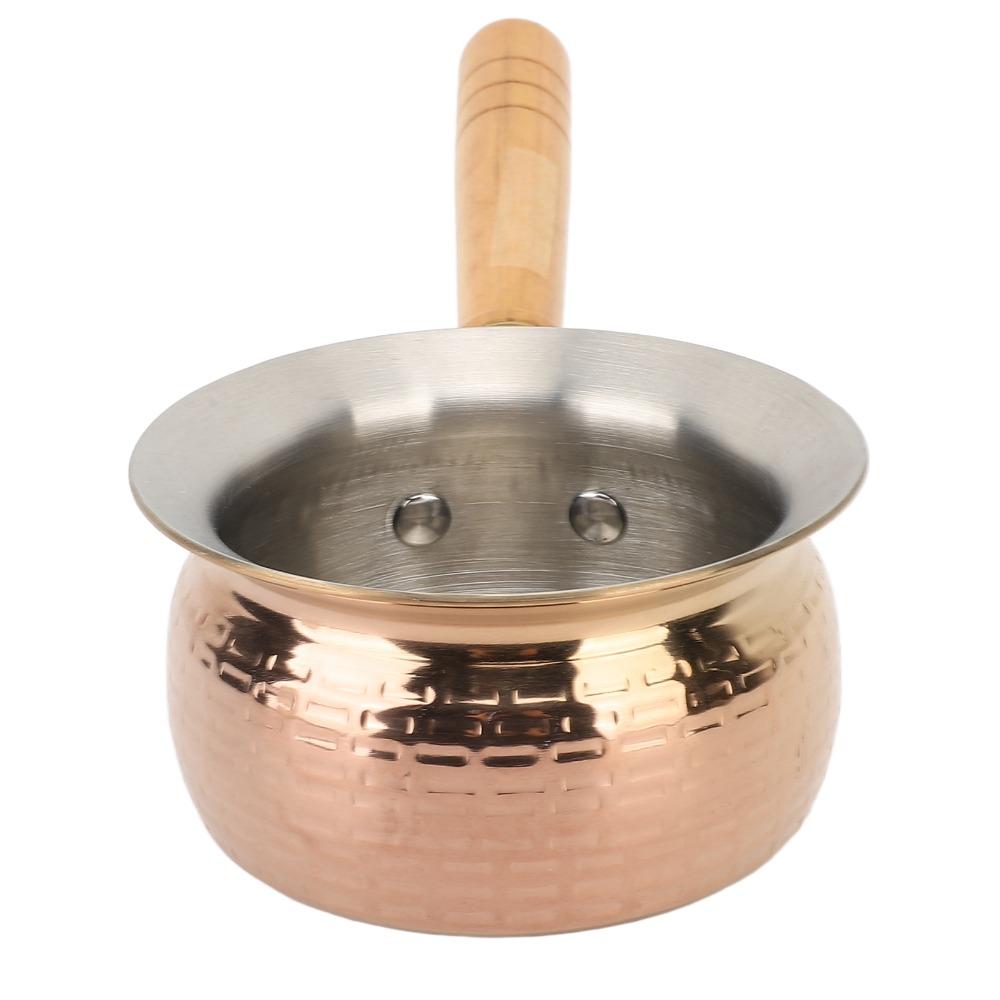 Rose Gold Wooden Color Butter Warmer Pot Stainless Steel Sauce Pan Milk Coffee Pouring Oil