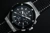 New Model [HYAKUICHI 101] Hyakuichi Wristwatch, 100m Water Resistant, Chronograph, Date Display, SilverBlack Carbon Fiber, Black Leather Strap