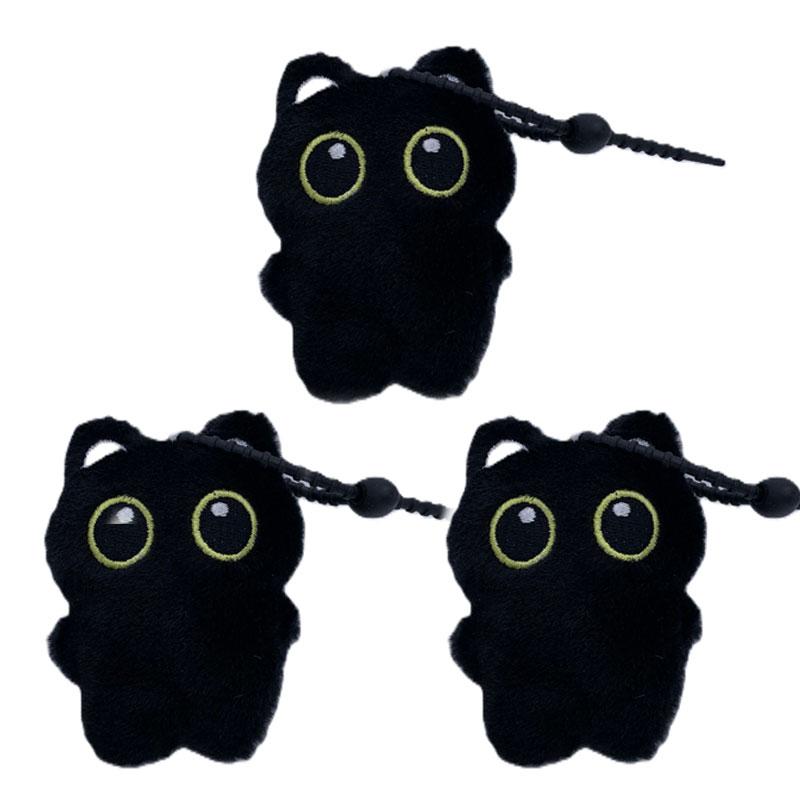 1-3pcs Black Cat Plush Toy lovely Pendant kawaii Small Plushie Keychain for School Bag Decoration Mini Cute Things Brithday Gift